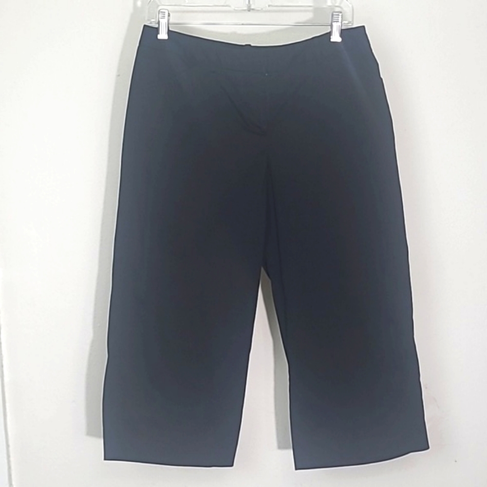 Kim Rogers black Capris pants wide leg Cullotte gaucho stretch 6 Petite